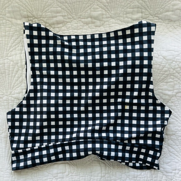 Lime Ricki Gingham Knotted Crop Top - Picture 3 of 5